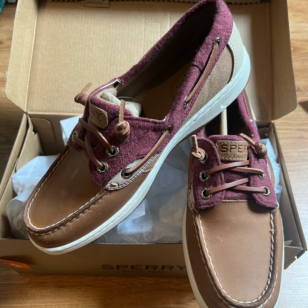 Sperry Boat Shoe Rosefish Jersey Tan/Wine